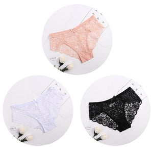 3pcs Transparent  Floral Bow Soft Lingerie