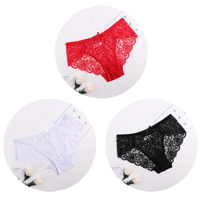 3pcs Transparent  Floral Bow Soft Lingerie