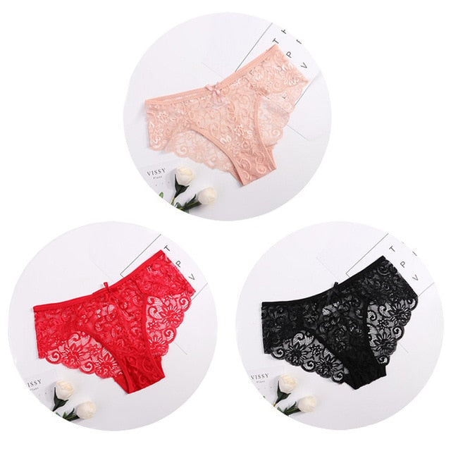 3pcs Transparent  Floral Bow Soft Lingerie