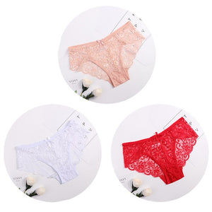 3pcs Transparent  Floral Bow Soft Lingerie