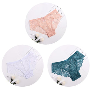 3pcs Transparent  Floral Bow Soft Lingerie