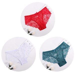 3pcs Transparent  Floral Bow Soft Lingerie