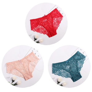 3pcs Transparent  Floral Bow Soft Lingerie