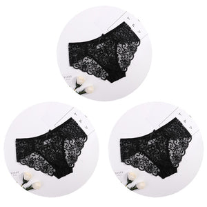 3pcs Transparent  Floral Bow Soft Lingerie