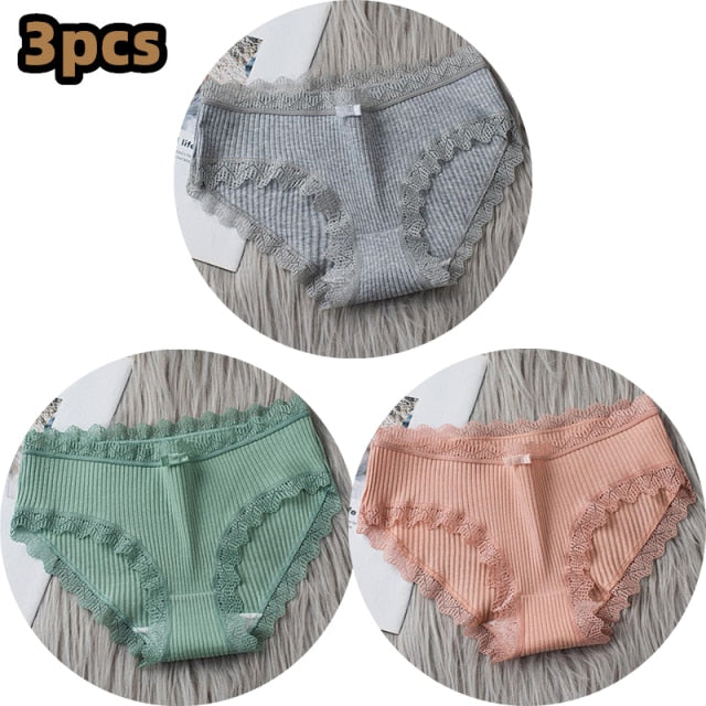 3PCSComfortable Underwears Sexy Middle-Waisted