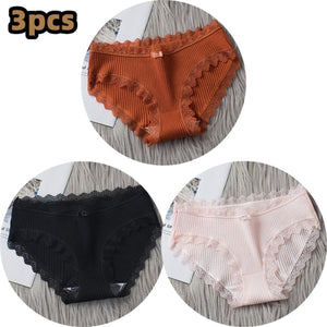 3PCSComfortable Underwears Sexy Middle-Waisted