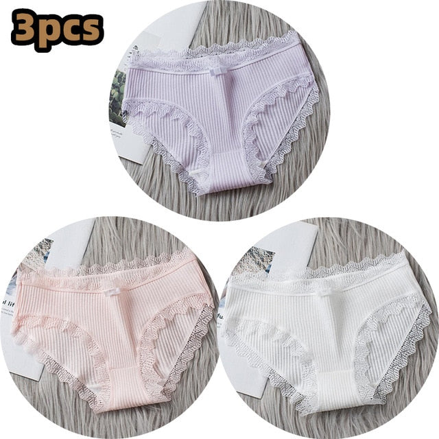 3PCSComfortable Underwears Sexy Middle-Waisted