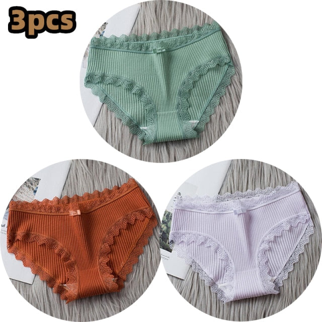 3PCSComfortable Underwears Sexy Middle-Waisted