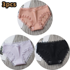 3PCSComfortable Underwears Sexy Middle-Waisted