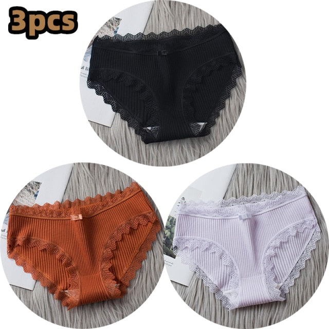 3PCSComfortable Underwears Sexy Middle-Waisted