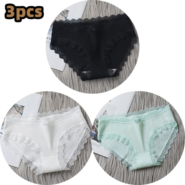 3PCSComfortable Underwears Sexy Middle-Waisted