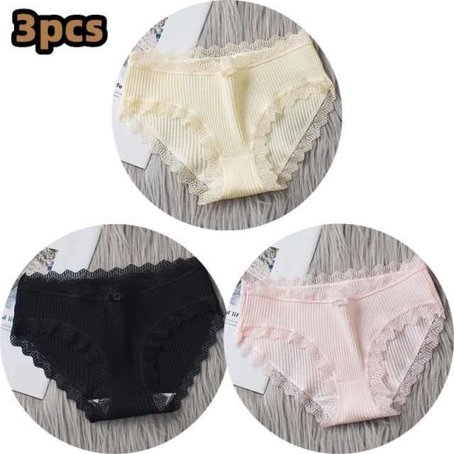 3PCSComfortable Underwears Sexy Middle-Waisted