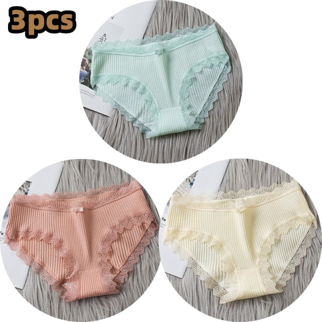 3PCSComfortable Underwears Sexy Middle-Waisted