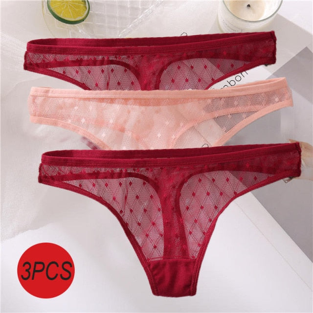 3PCS/Set Sexy  G-String Thong Lace Underwear