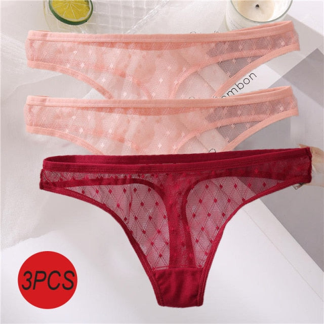 3PCS/Set Sexy  G-String Thong Lace Underwear