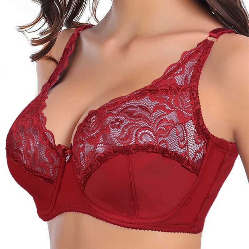 C D Cup Big Size Women Bra push up bra Lace Hollow Out